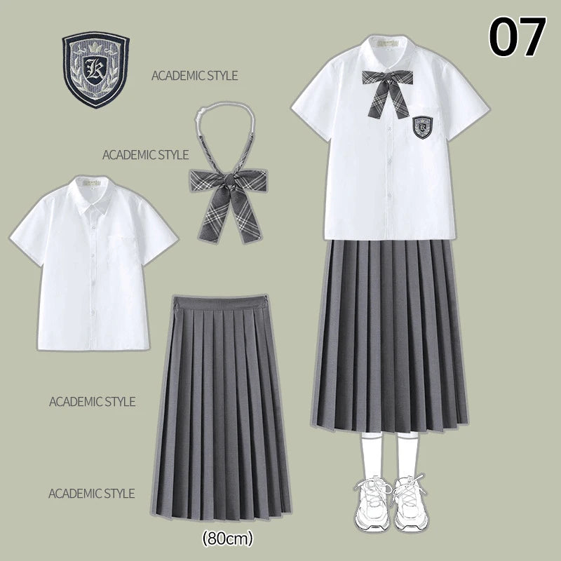 Men Women JK Uniform British Style School Uniforms Preppy Style Pleated Skirt With Bow Tie Tops Pants Chorus Poetry Cosplay