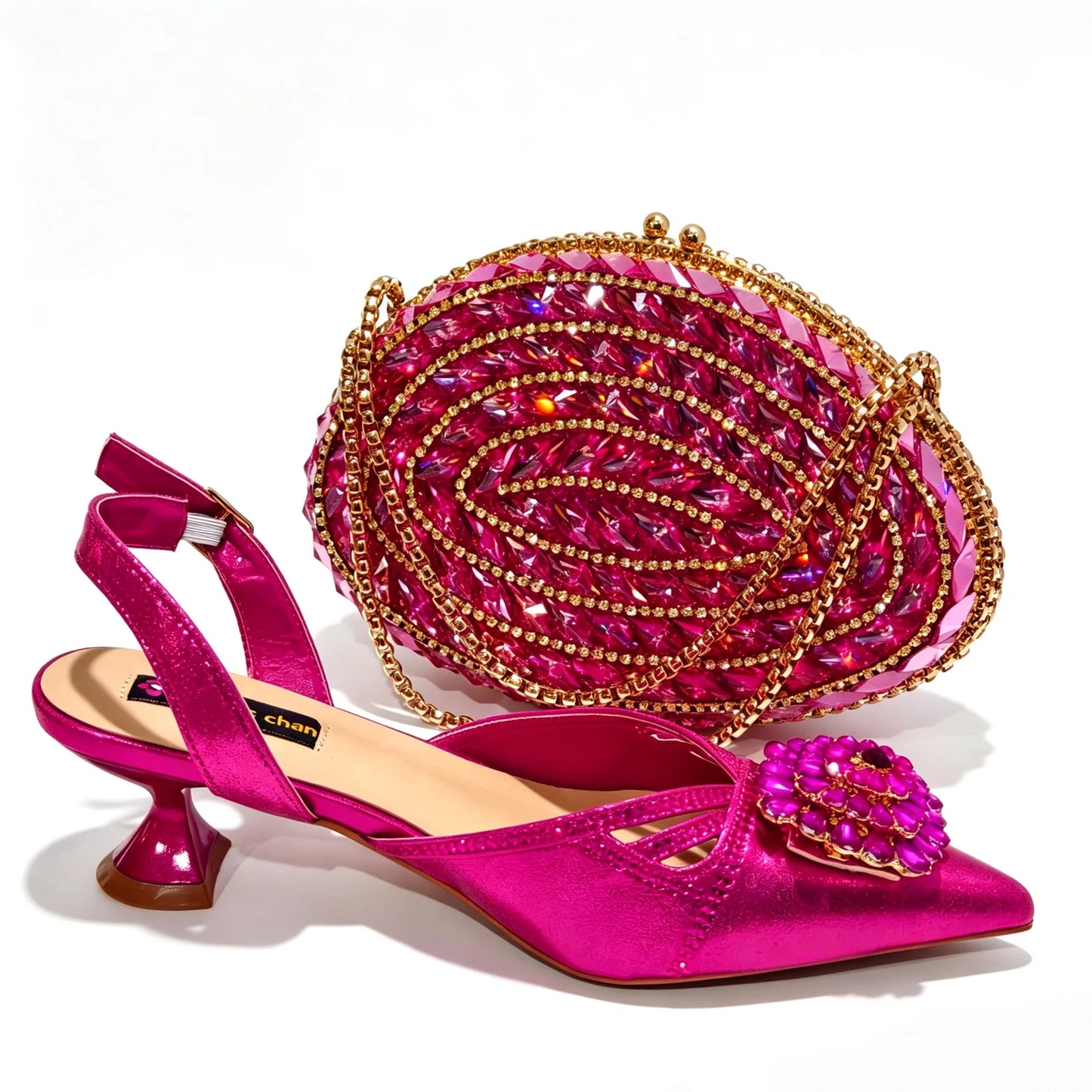 New Shoes and Bags Matching Set Nigerian Women Heel Party for Women green Colour Italian Design Wedding INS Design