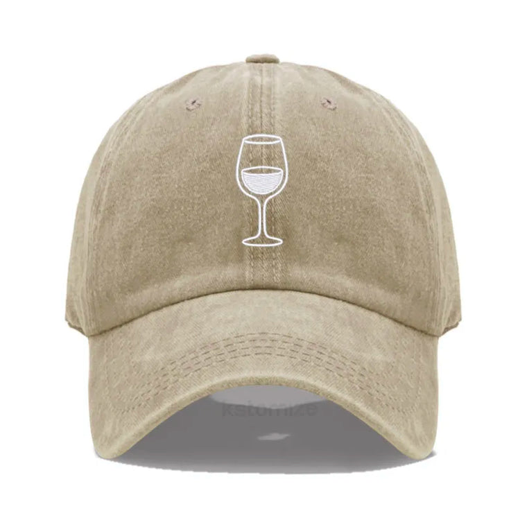 Wine Glass Embroidery Baseball Cap For Men Women Soft Cotton Adjustable Dad Hat Unisex Casual Sport Visor Golf Caps