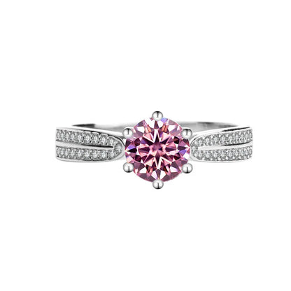 Women's PT950 Platinum Ring - 1 Carat Moissanite Star Queen Style, Six-Claw Setting, Perfect for Wedding & Proposal