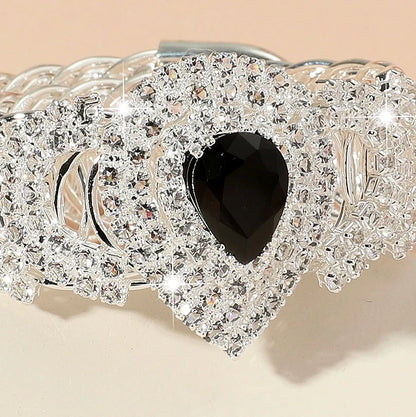 1pcs gorgeous metal full diamond spring open bracelet Eid al-Adha party gift wedding daily fashion decoration jewelry