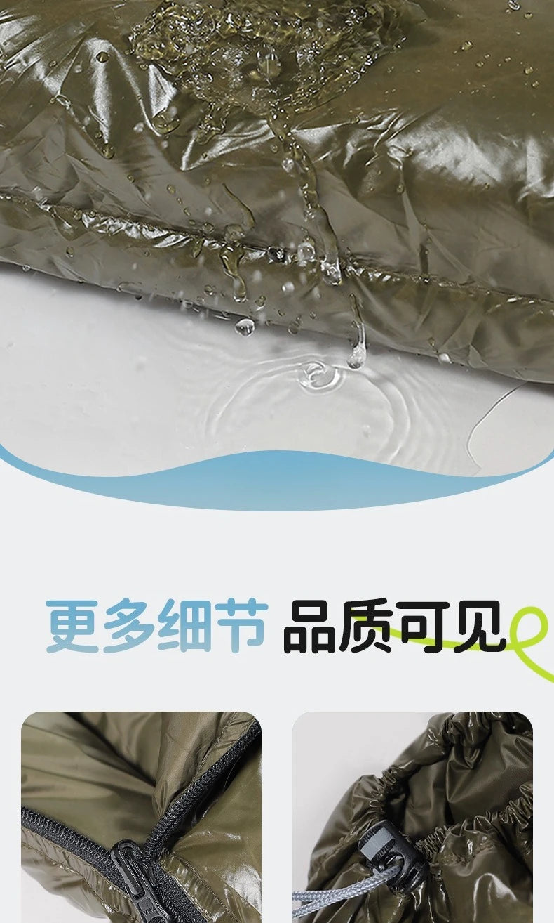 Ultra Lightweight Unisex Down Camping Sleeping Bag with Waterproof and Portable Compression Storage, Suitable for Travel and Hik