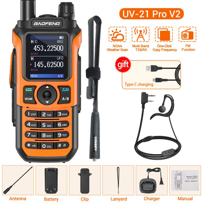Baofeng UV-21 Pro V2 Air Band Walkie Talkie Wireless Copy Frequency AM Type-C Long Range Upgrade UV-5R Ham Radio