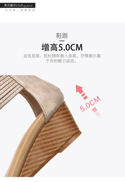 High quality leather flat sandals for women 5cm mid heel with beading summer 2026 36 42 open toe casual vintage shoe black beige