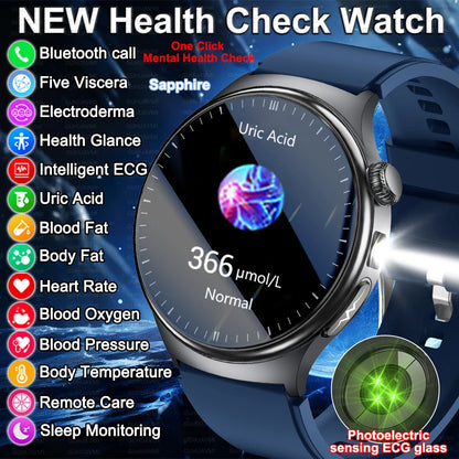 New Upgraded Heart Health Check Smart Watch Uric Acid Five Organ Examination Blood Pressure BT Call ECG smart watches Man 2026