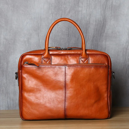 Retro Leather Men's Briefcase Top Layer Leather Handbag Casual Shoulder Messenger Bag Business Laptop Bag Trendy Men's Bag NZPJ