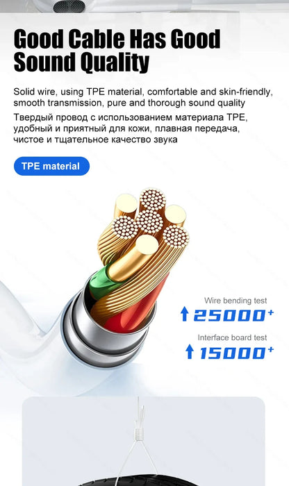 Original Headphones For iPhone 15 14 11 12 13 Pro Max Earphones XR X XS 8 Plus Bluetooth Wired Earbuds Headset Accessories