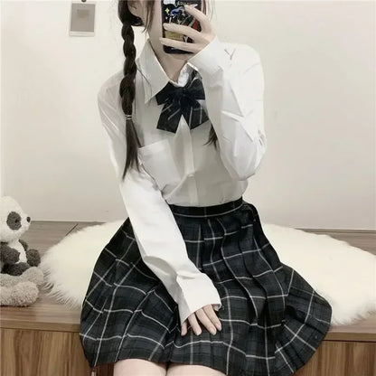 Japanese Bow Tie Skirt Set Student Pleated Skirt Jk Uniform Korean School Sexy Girl Preppy Style Seifuku Japanese School Uniform