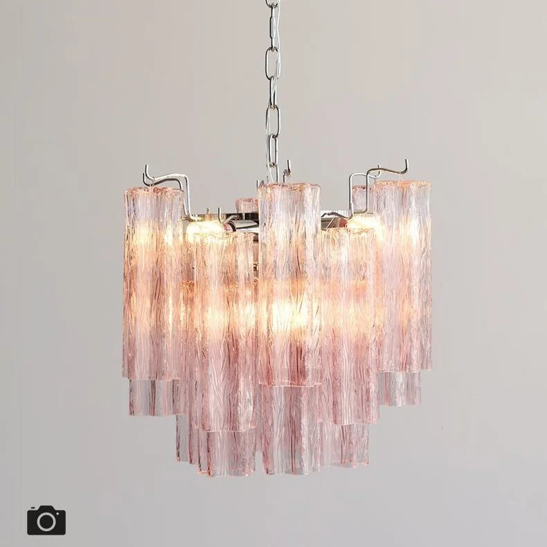Designer Murano Ceiling Chandeliers Pink Colorful Glass LED Hanging Pendant Lights for Living Dining Room Bar Villa Art Lighting