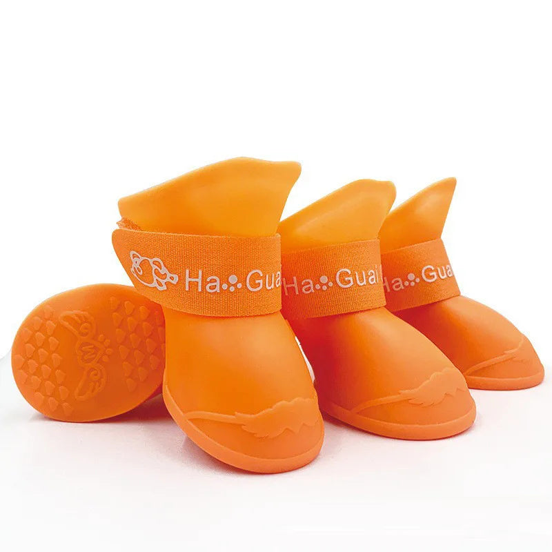 4Pcs Pet Silicone Rain Shoes Anti-Dirty Non-Slip Waterproof Dog Shoes Soft Bottom Footwear Small Dogs Cats Teddy Shoes