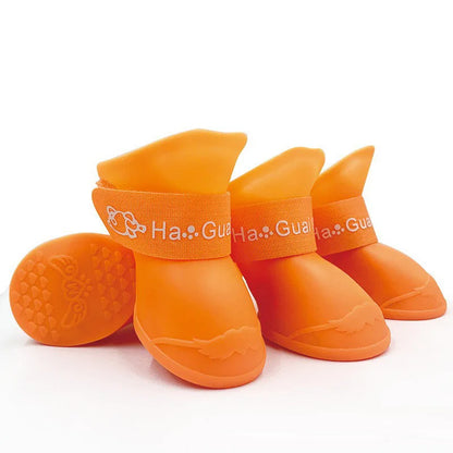 4Pcs Pet Silicone Rain Shoes Anti-Dirty Non-Slip Waterproof Dog Shoes Soft Bottom Footwear Small Dogs Cats Teddy Shoes