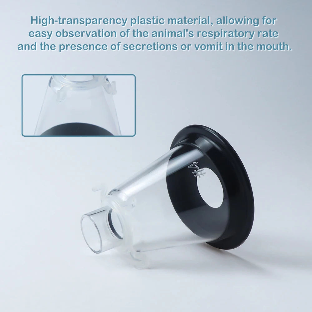 Animal Anesthesia Mask Medical Grade PVC Transparent Dome With Silicone Protective Film Fixing Ring For Pet Veterinary Equipment