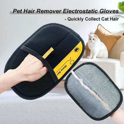 Pet Hair Removal Glove Upgraded Electrostatic Grooming Glove for Cat Dog Reusable Static Fur Remover Glove for Furniture Ca