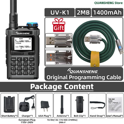 Quansheng UV K1 8 MINI Walkie Talkie Long Range Camping Emergency FM AM Ham Communication Radio Transceiver Wireless Set Walkier