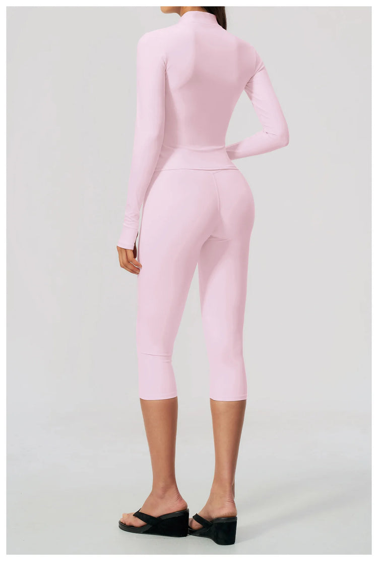 Yoga Set 3PCS Women's Tracksuit Workout Outfit Zipper Fitness Long Sleeved Sports Set Gym Clothes Female Sports Bra Yoga Outfits