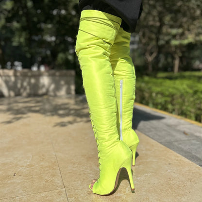 DIY Women Latin Dance Boots Long Dance Shoes Latin Salsa Dance Shoes 11cm High Club Party Ballroom Dance Shoes Booties for women