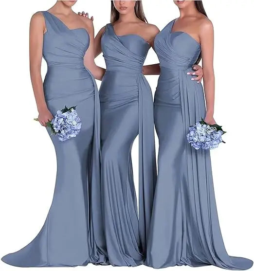 One Shoulder Mermaid Bridesmaid Dresses Corset Back Formal Evening Party Gowns 2026 Prom Graduation Dress Customized