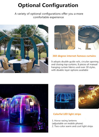 XIYUE Villa Garden Wind Resistance Pc Polycarbonate Planetarium Dome Tent Modular Domes Tent for Resorts Camping Geodesic Dome