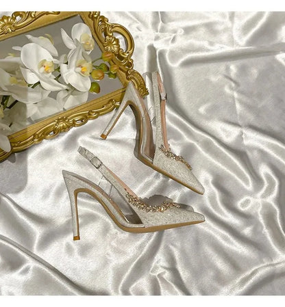 Luxury Designer Women Shoes Exquisite Rhinestone High Heeled Sandals for Woman Elegant French Style Casual Shoes Sandalias Mujer