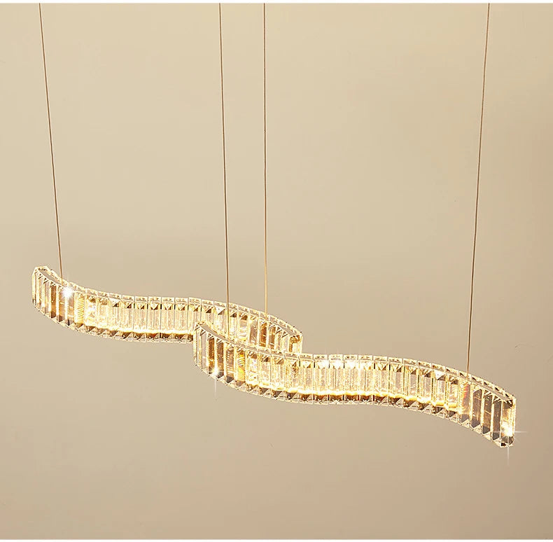 Modern Luxury LED Crystal Pendant Lights Villa Dining Room Kitchen Lighting Lustre Decor Chandeliers Indoor Bar Lights Fixture