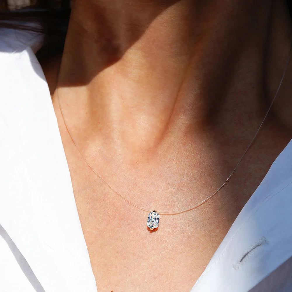 EWYA GRA Certified 1CT Marquise Cut Moissanite Pendant Necklace for Woman 925 Silver Fishing Line Water Drop Diamond Necklaces
