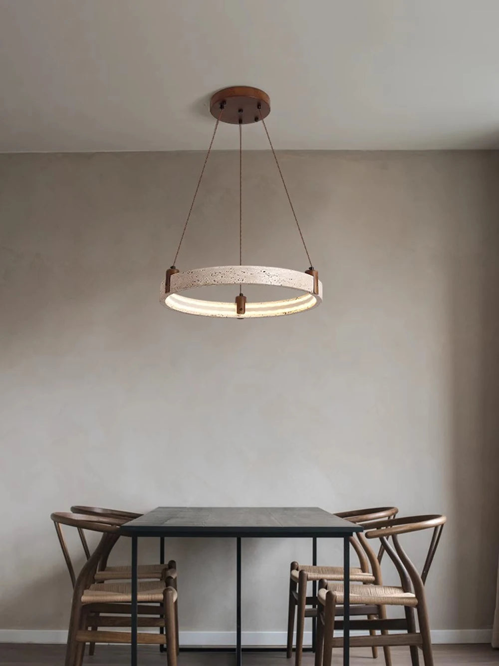 Artistic High-End Natural White Stone Dimming Function Wood Decoration Dining Room Living Room Exhibition Hall LED Modern