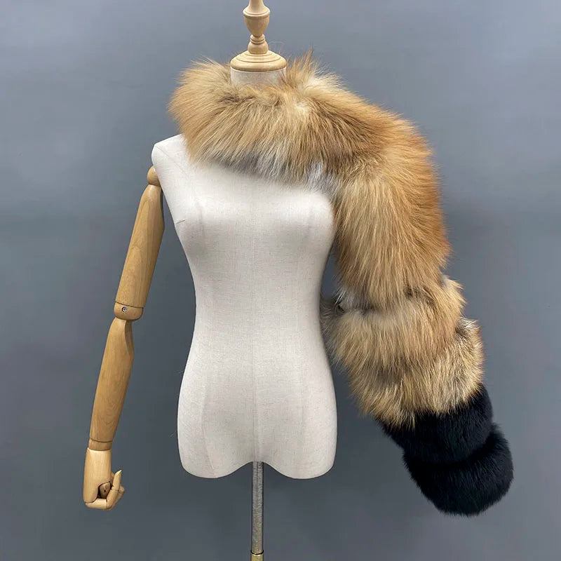 Fur Sleeve Women Fashion Luxury Real Fox Fur Coat Single Sleeve New Arrival
