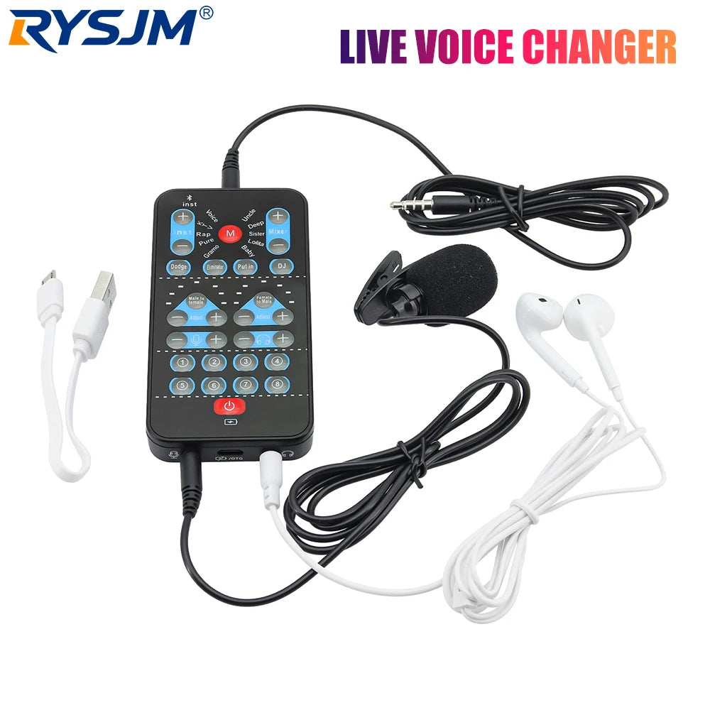 M10 Voice Changer Device Handheld 8 Sound Card Male Female Voice Switch Fine Tuning For Podcast Computer Live Music Broadcast