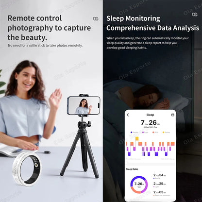 2026 New Smart Ring Lady Heart Rate Sleep Health Monitor Menstrual cycle detection IP68 Waterproof Fashion Sport Rings Women Men