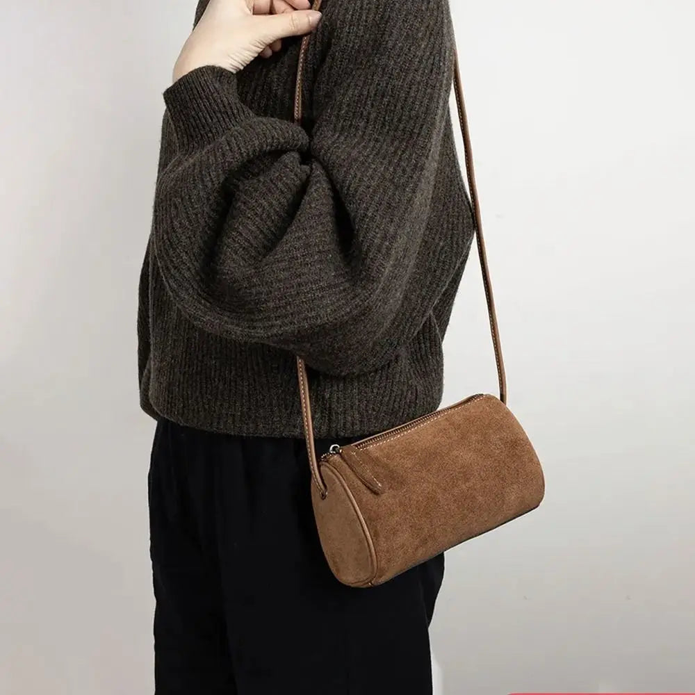 New Vintage Women Suede Handbag Elegant Casual Crossbody Bags Large Capacity Luxury Shoulder Bag for Ladies