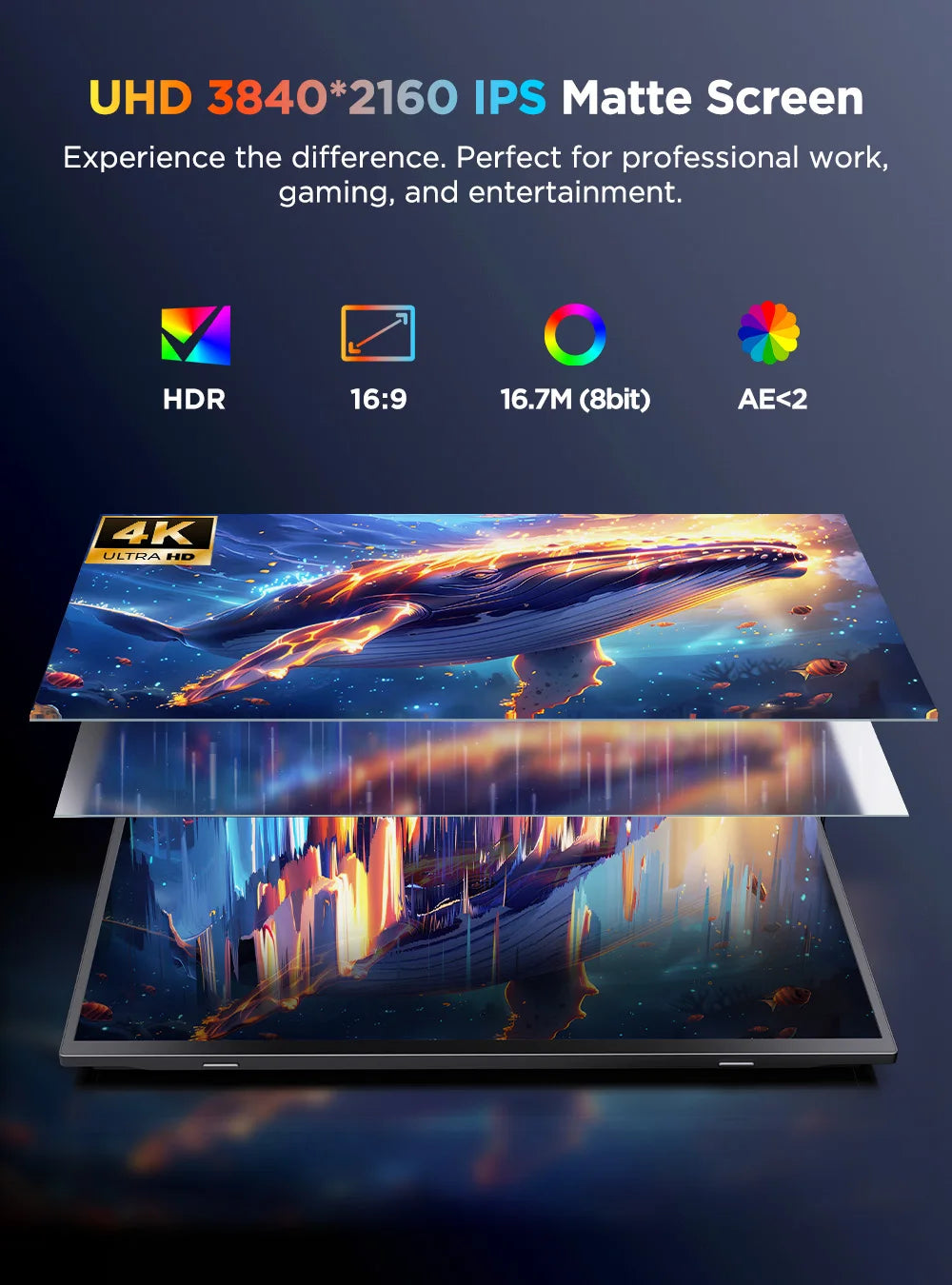 UPERFECT 15.7' 4K Touchscreen Portable Monitor 100%sRGB UHD W/VESA & Stand Ultra-Slim FreeSync HDR Gaming Display for Steam Deck