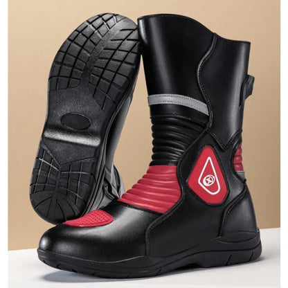 Hot Men Leather Moto Boots High Top Waterproof, Anti-collision Motorcbike Boots Breathable, Anti-skid, Safe Outdoor Riding