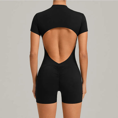 2026 Pad Zipper Long Sleeve Yoga Set Women One Piece Jumpsuit Gym Workout Shorts Fitness Bodysuit Sports Athletic Suit XP358