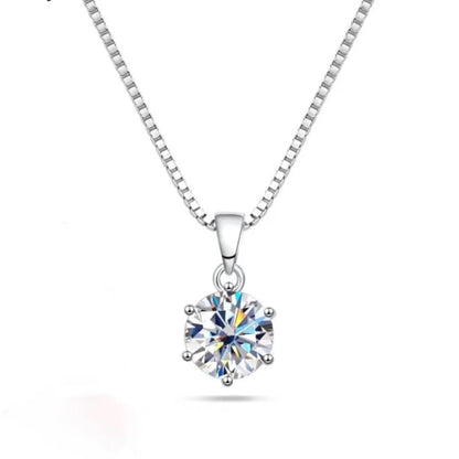 1Carat Genuine Moissanite Pendant Necklace for Women Top-Quality 925 Sterling Silver High End Jewelry Ideal for Weddings Parties