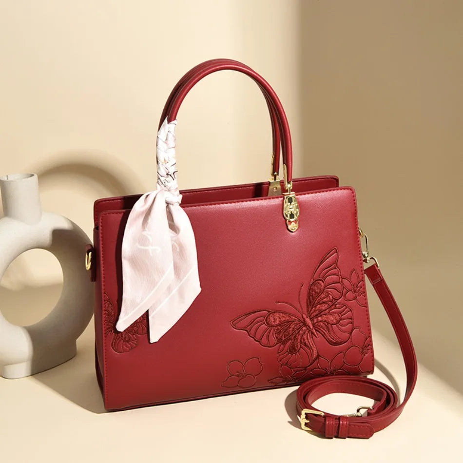 Genuine Brand  Women Bags Luxury  PU Leather  Embroidery Shoulder Bags Crossbody Messenger Bags for Women Casual Tote Sac A Main