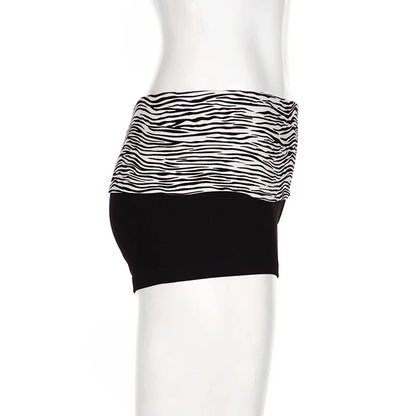 SUCHCUTE  Casual Zebra Print Elastic Shorts Female Skinny Low-waisted Mini Short Y2K Harajuku Slim Bottoms Summer Homewear 2025
