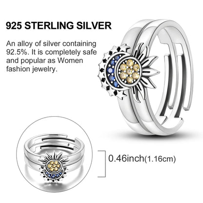 Rings Hot Sales 925 Sterling Silver Love Heart Sun Moon Star Iris Adjustable Rings For Women Wedding Birthday Party Jewelry Gift