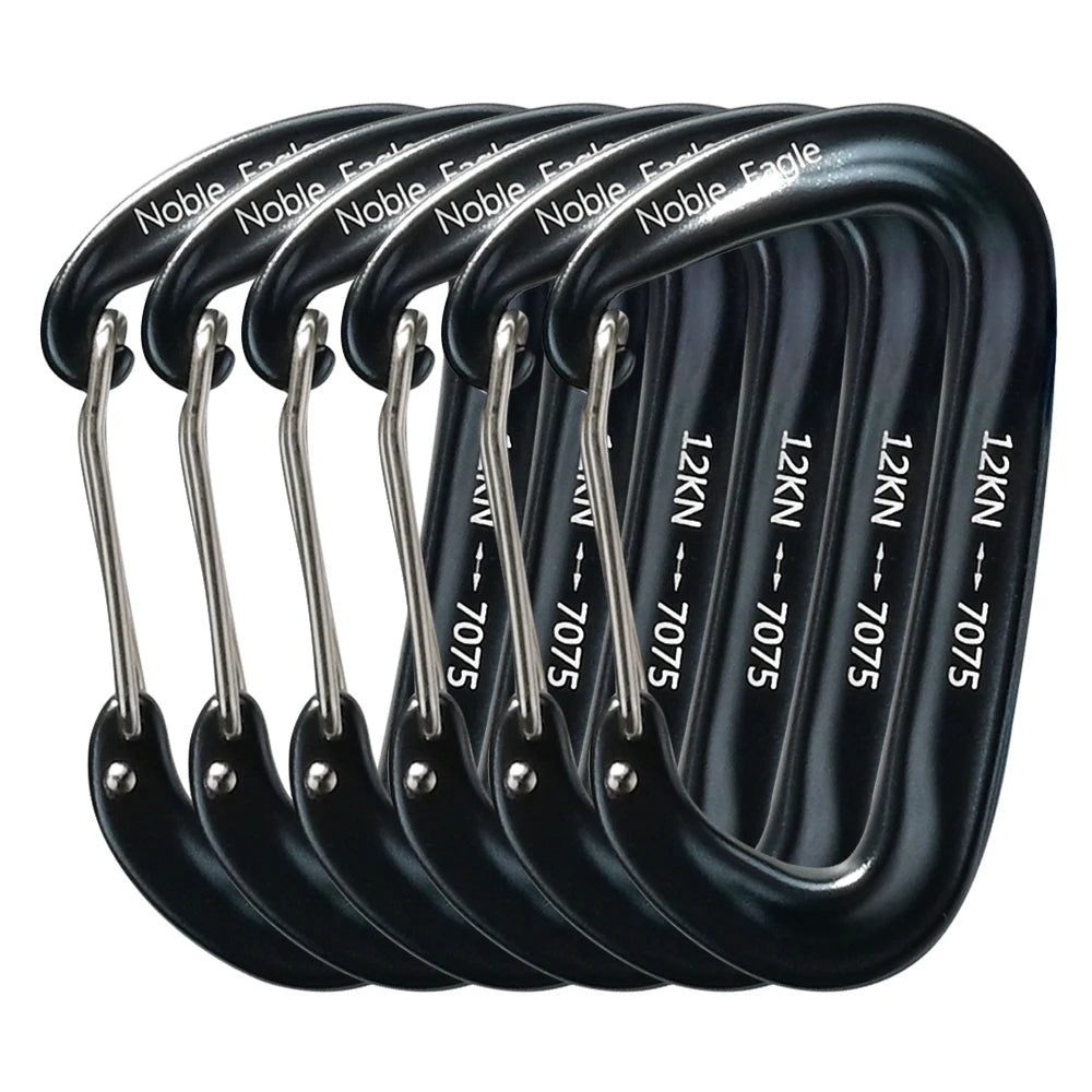6Pcs 12kn Carabiner Set D Ring Heavy Duty Aluminum Tactical Carabiners Clips Camping Hiking Climbing Hook Hammock Outdoor Gear