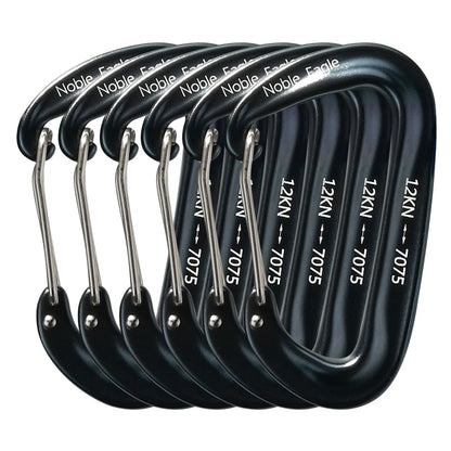 6Pcs 12kn Carabiner Set D Ring Heavy Duty Aluminum Tactical Carabiners Clips Camping Hiking Climbing Hook Hammock Outdoor Gear
