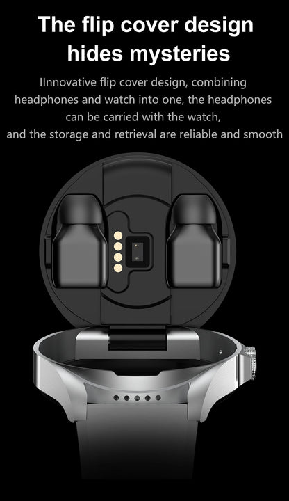 Smart Watch 2 in 1 with Headphones AI Voice Assistant Bluetooth Call Health Monitor DIY Wallpaper 1.46inch HD Screen Wristwatch
