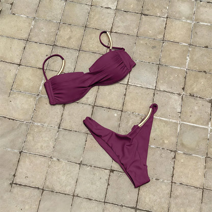Push Up Bikinis Sexy Women Swimsuit 2025 Female Swimwear Bandeau Biquini Thong Triangle Swimming Suits Halter Bodysuit Beachwear