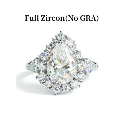 GXTRS Luxury 6CT Waterdrop Moissanite Rings For Women S925 Silver Sparkling Lab Diamond Wedding Band Gift Fine Jewelry Certified