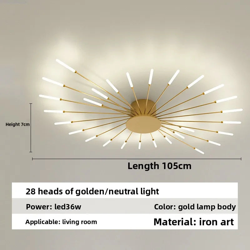 Minimalist LED Ceiling Lamp, Elegant Swirl Firework Design for Living Room, Bedroom, Dining Room