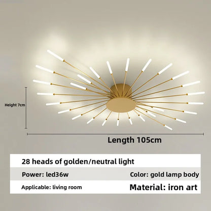 Minimalist LED Ceiling Lamp, Elegant Swirl Firework Design for Living Room, Bedroom, Dining Room
