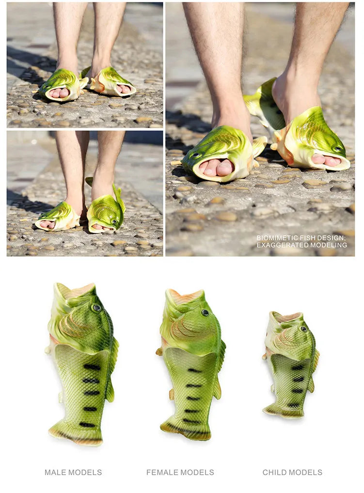 Funny Beach Slippers Unisex Men's Summer Slides Designer Unicorn Fish Slippers Boys Plus Size 31-47 Outdoor Flip Flops