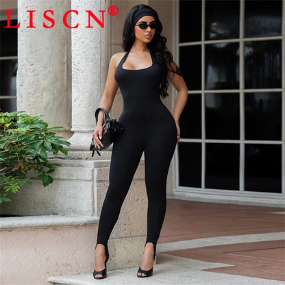 10 Wholesale Rompers Women Sleeveless Halter Lace Up Backless Jumpsuits Sexy Foot-pressing Y2k Fashion Clothing K17113