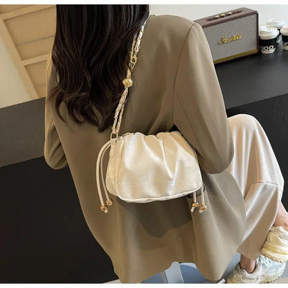 Chain Bag Ladies PU Leather Shoulder Bags Purse for Women Fashion Crossbody Bags Underarm Bag Small Square Satchel Handbag Bolas