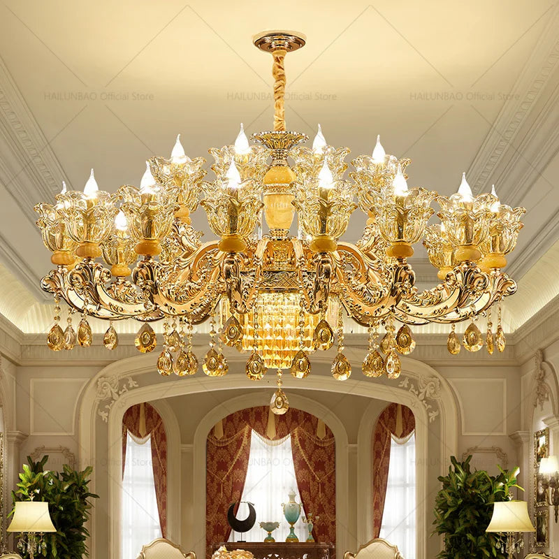 Postmodern Chandelier Living Room Lights European Dining Room Bedroom Home Master Luxury Atmospheric Lamps Villa Crystal Lamps