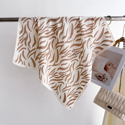 70*70cm Zebra Stripes Print Head Scarf for Women Silk Square Scarves Foulard Bandana Fashion Decorate Hijab Female Neckerchief