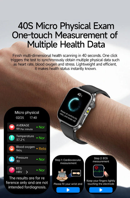 2026 New Health Smart Watch Laser Therapy Reduce Three Highs Blood Oxygen Pressure Uric Acid Blood Lipid ECG Smartwatch For Man
